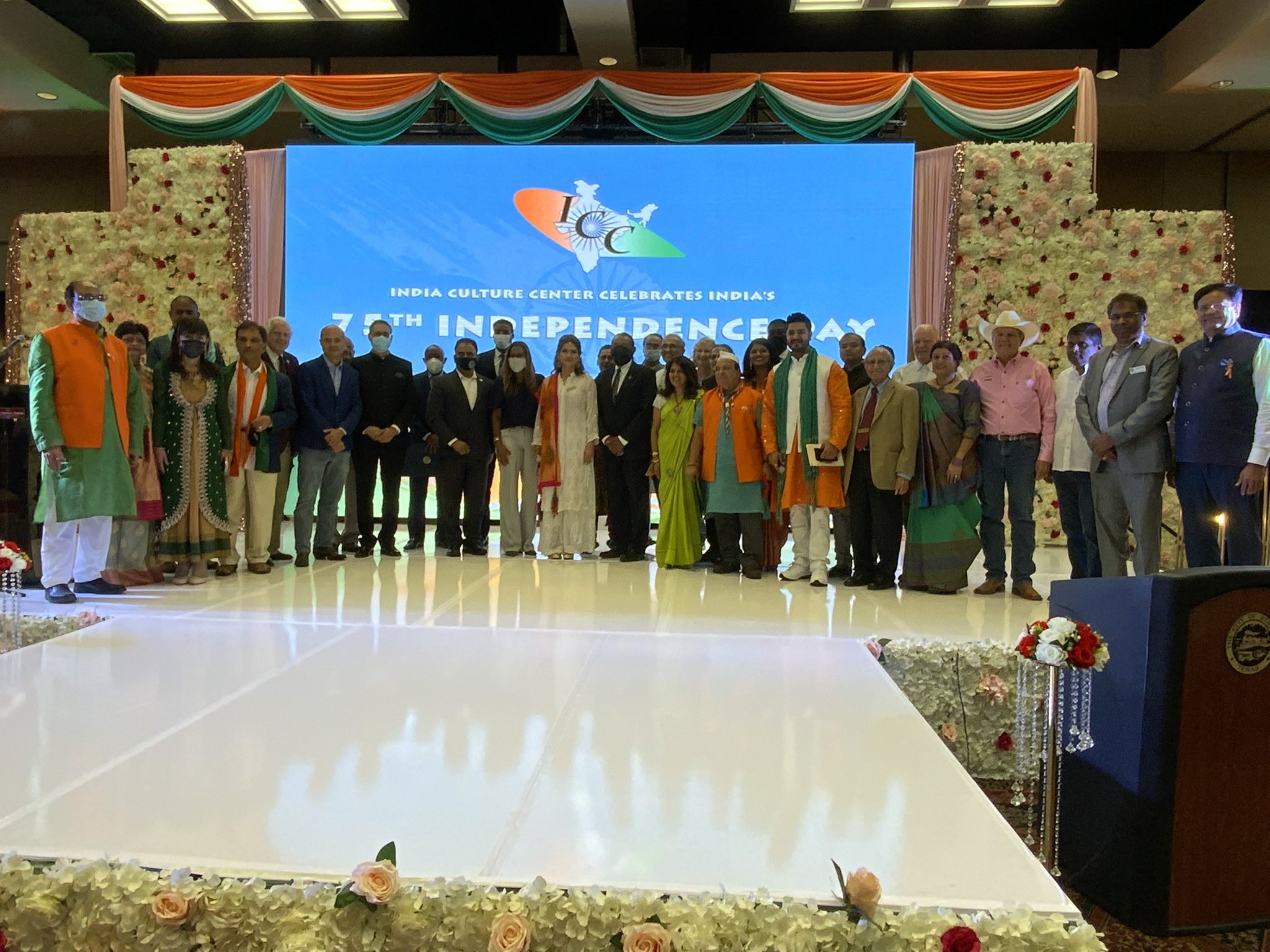 Consul General joined Congressman 
Al Green ,Mayor of Houston Sylvester Turner  and other dignitaries in the Celebration of 75th Independence Day of India at the event organized by the India Culture Centre, Houston on August 15, 2021